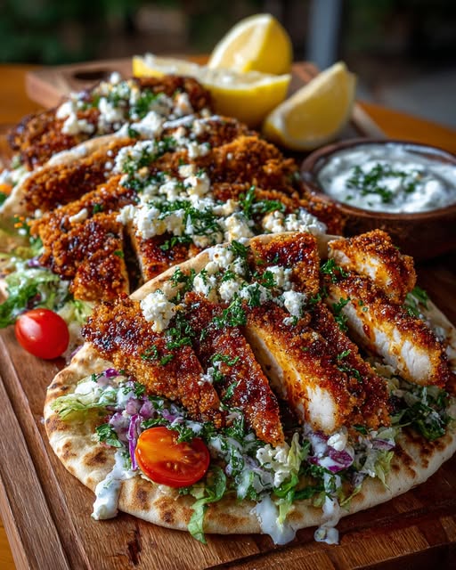 a Chicken Pita with Lemon Yogurt Drizzle Recipe