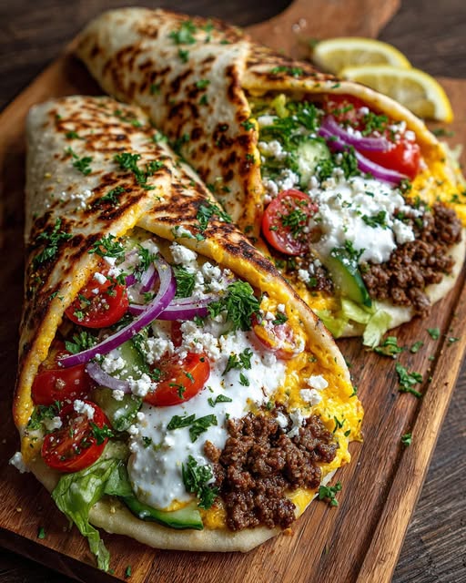 Mediterranean Ground Beef Wrap with Garlic Honey Feta Sauce Recipe 2 Mediterranean Ground Beef Wrap with Garlic Honey Feta Sauce Recipe - Recipe Image