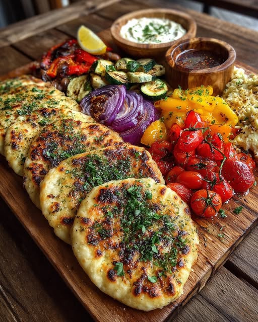 Rustic Mediterranean Flatbread and Roasted Veggie Board Recipe