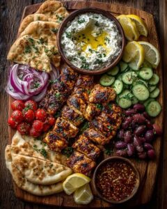 icken Souvlaki Mezze Board with Feta Dip Recipe