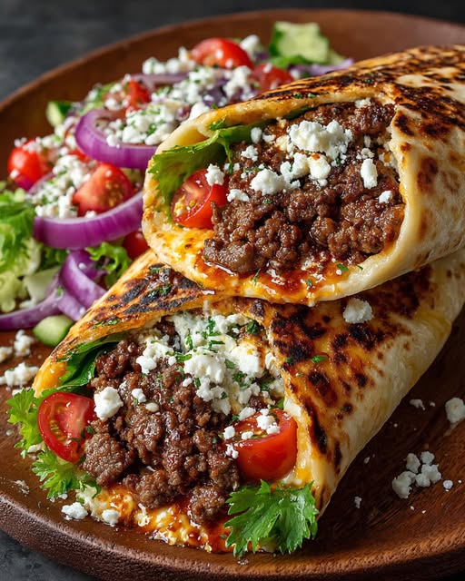 eef Wrap with Chili Hot Honey Feta Sauce Recipe - Recipe Image