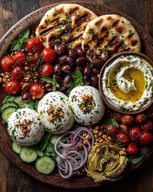 Mediterranean Burrata and Pita Board Recipe - Recipe Image
