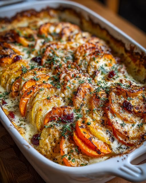 rrot Gratin with Cranberry-Honey Drizzle Recipe - Recipe Image