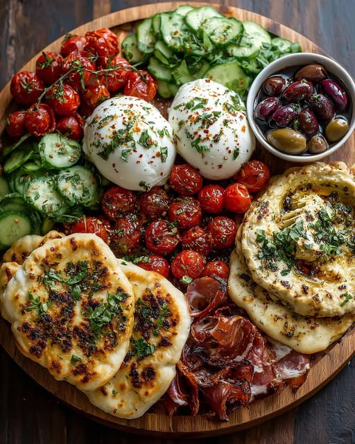 Mediterranean Burrata and Flatbread Board Recipe