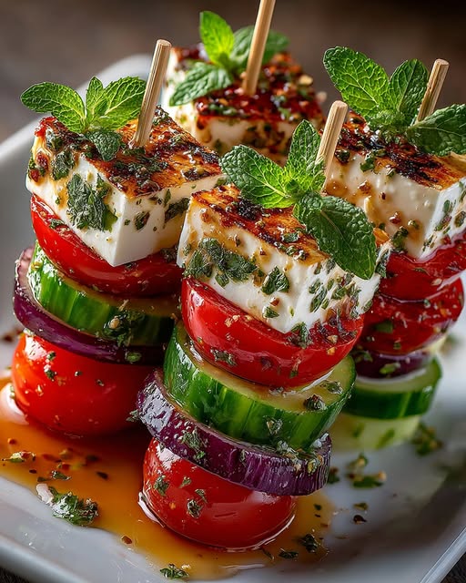 Greek Feta & Cucumber Bite Skewers Recipe - Recipe Image